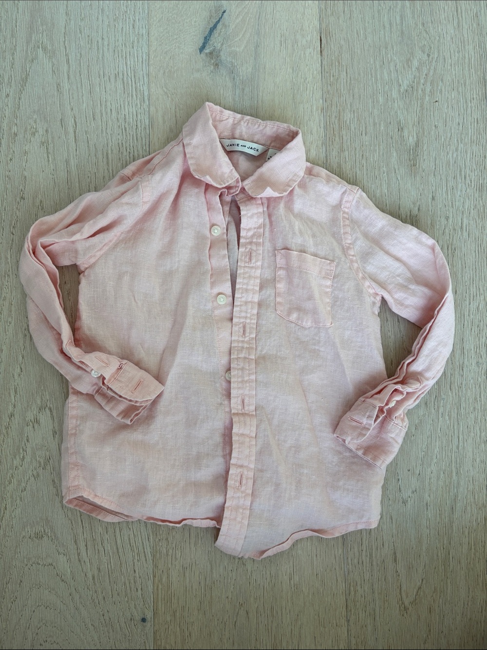 Janie and Jack Pale Pink Boys' Linen Button-Down Shirt